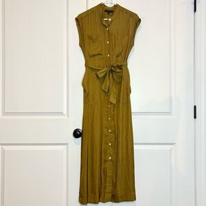 Banana Republic Olive Sleeveless Button Front Utility Tie Waist Maxi Dress XS